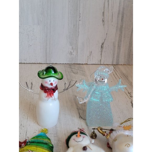 Snowmen variety lot glitter set snow ornament Xmas - Picture 3 of 12